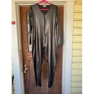 Tipsy Elves Mens Large Metallic Charcoal Jumpsuit Liquid Metal Bodysuit Costume